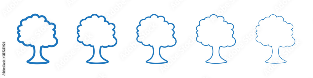 Tree icon Symbol collection thin outline set Tree icon Symbol collection thin outline set