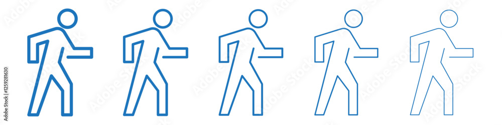 Walk icon Symbol collection thin outline set Walk icon Symbol collection thin outline set