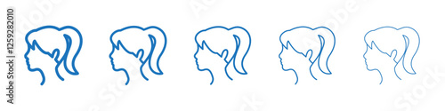 Woman icon Symbol collection thin outline set