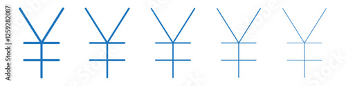 Yen icon Symbol collection thin outline set