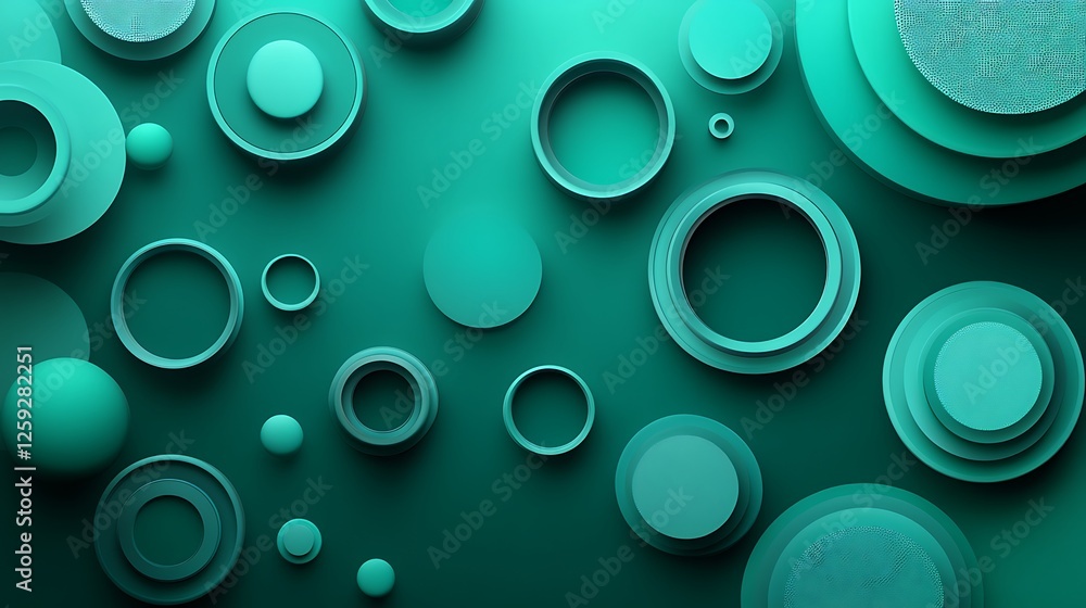 Teal circles, spheres, background, design, abstract Teal circles, spheres, background, design, abstract