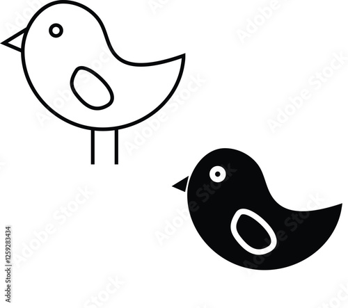 Bird Icon with Transparent Background. – Line icon of a bird representing avian species, nature, and wildlife with transparent background.