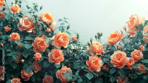 Wallpaper Mural A Stunning Panorama of Peach Roses in Full Bloom A Breathtaking View of a Rose Garden Torontodigital.ca