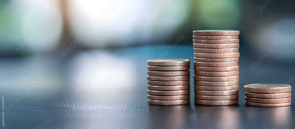 A stack of coins on a table A stack of coins on a table