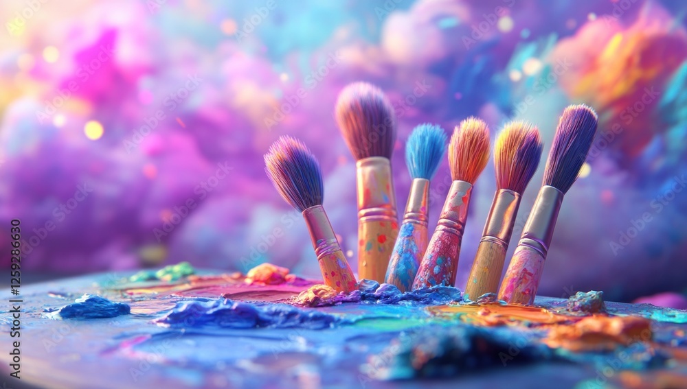 Fototapeta premium Colorful Paintbrushes in Vibrant Hues
