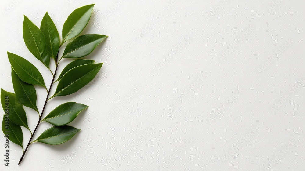 Fresh Green Leaves on a Simple White Background for Natural Beauty Fresh Green Leaves on a Simple White Background for Natural Beauty