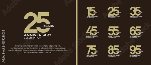 set of anniversary logo flat brown color on brown background for celebration moment
