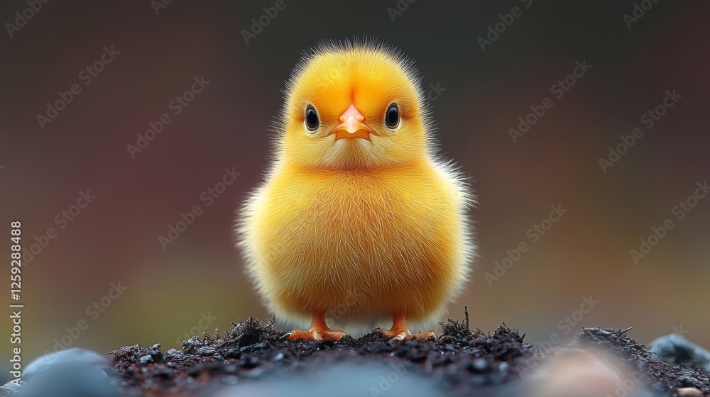 Vibrant Cute Chick in Nature Captured in a Soft Environment