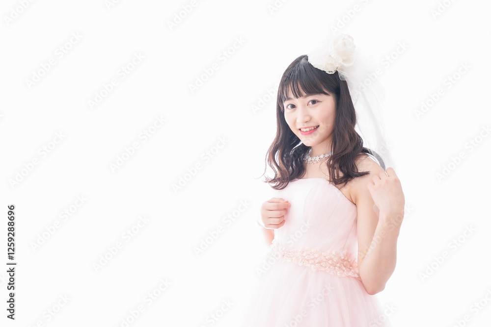 ドレスを着た若い花嫁