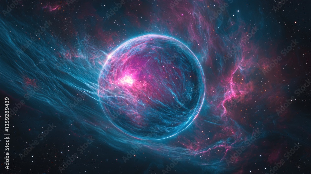 Obraz premium Celestial Orb Enveloped In Cosmic Nebulae