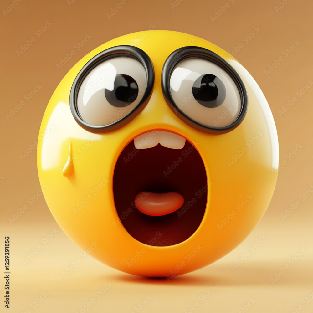 Fototapeta premium Glossy & Vibrant 3D Emoji with Expressive Face, Generative AI