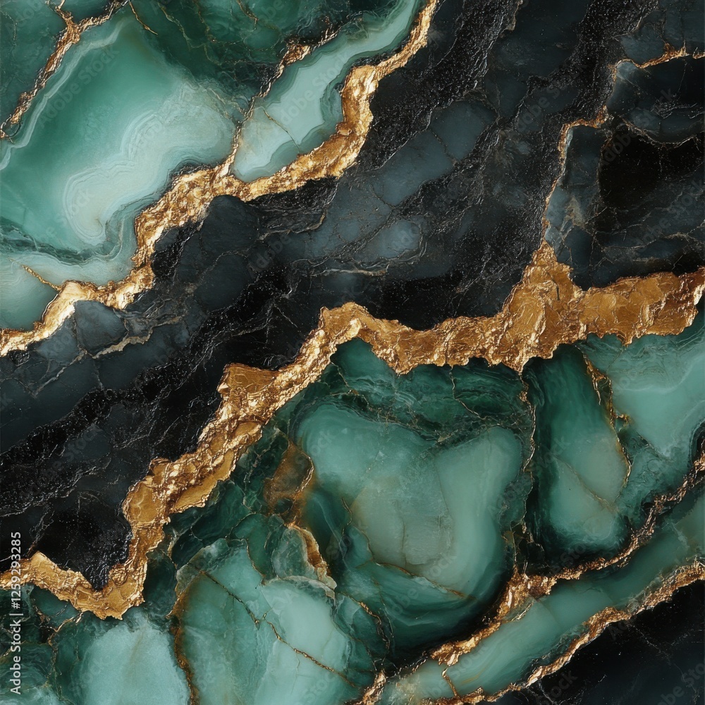 Obraz premium Elegant Dark Green and Gold Abstract Marble Texture Background