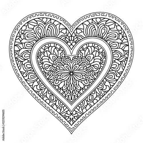 heart love with floral ornament