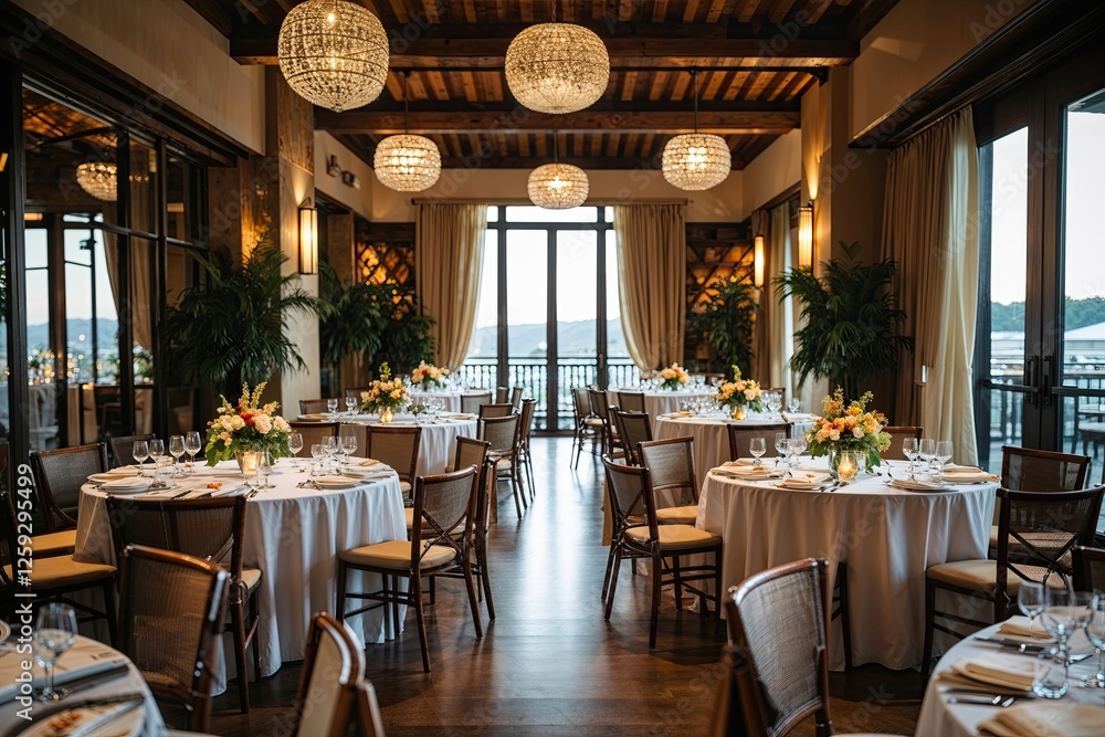 custom made wallpaper toronto digitalElegant Corporate Event Venue Featuring Chic Table Arrangements and Inviting Atmosphere