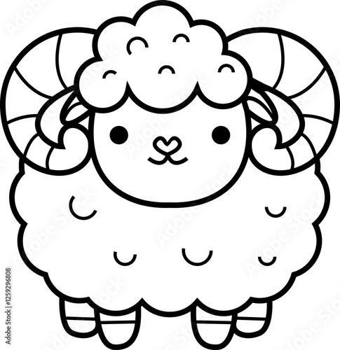 cute sheep animal cartoon ,clipart, doodle, Hand drawn style ,png ,illustration	