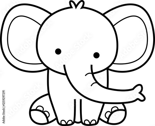 cute elephant animal cartoon ,clipart, doodle, Hand drawn style ,png ,illustration	