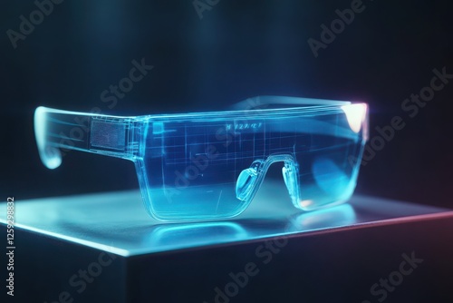 Futuristic Transparent Glasses with Neon Light Effect on Display