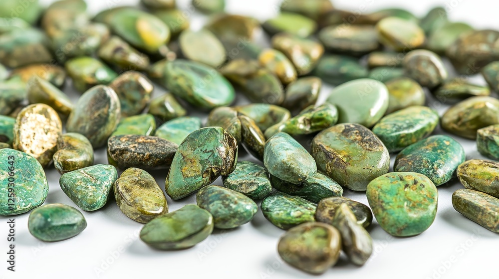 Raw green beans appearing as a reflective metallic surface, steampunk-inspired, bronze highlights, industrial textures, white backdrop Raw green beans appearing as a reflective metallic surface, steampunk-inspired, bronze highlights, industrial textures, white backdrop