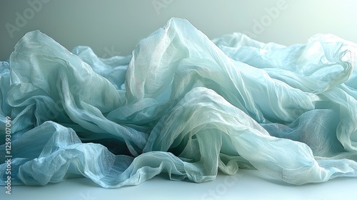 Wallpaper Mural Soft, flowing light blue fabric draped elegantly, creating a serene and tranquil atmosphere Torontodigital.ca