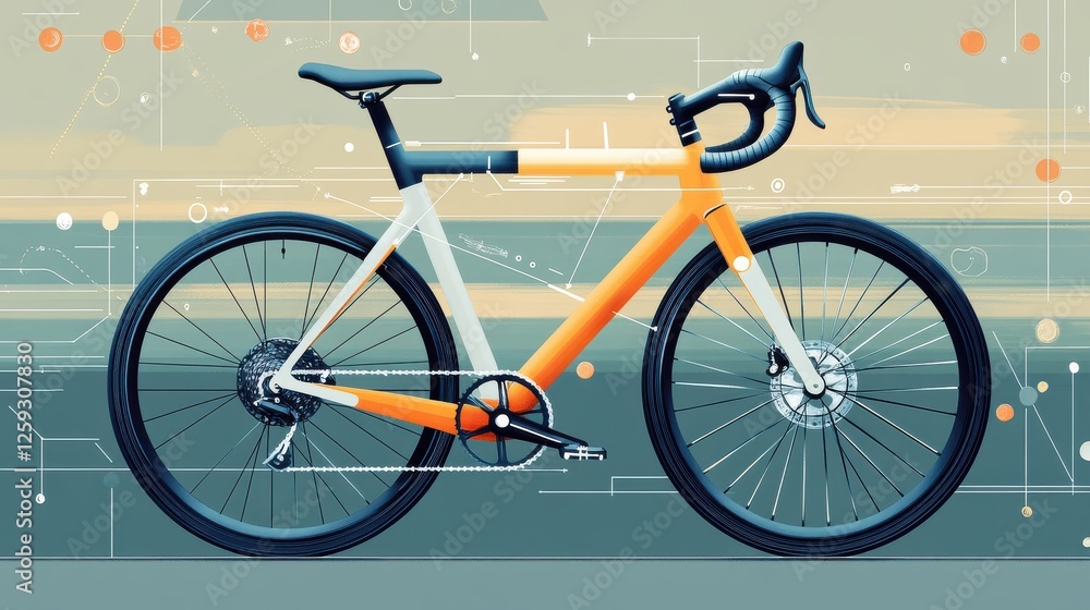 Fototapeta premium Modern Bicycle Design with Abstract Background and Digital Elements
