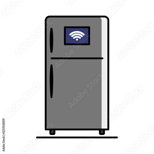 Smart refrigerator with WiFi symbol on the screen, symbolizing connectivity and smart home technology. Relevant in the smart home technology market that offers convenience and advanced features.