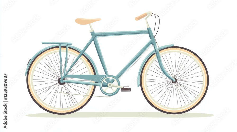 Fototapeta premium Vintage Style Bicycle Illustration with Light Blue Frame and Details
