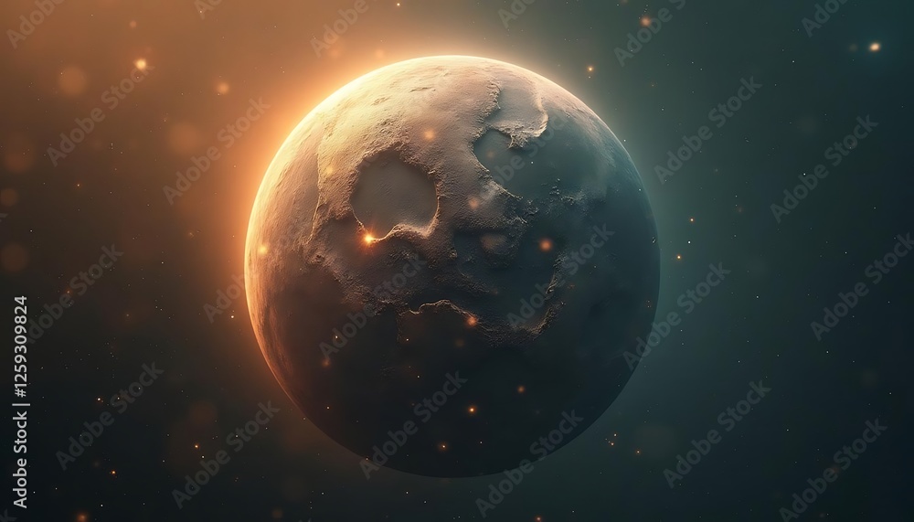 Naklejka premium Cosmic Planet: A Breathtaking View of an Extraterrestrial World