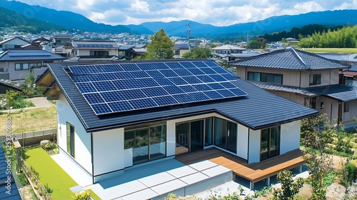 Wallpaper Mural Eco-Friendly Home with Solar Panels in Japan Torontodigital.ca