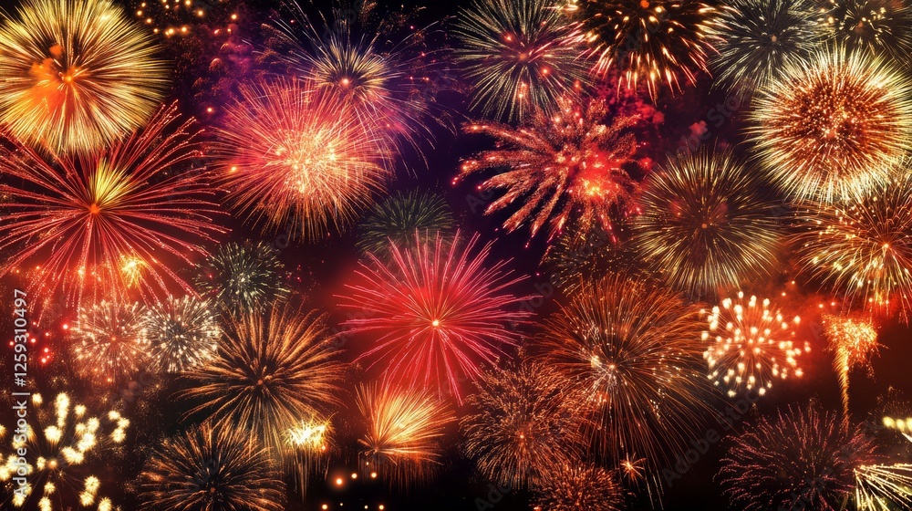 Happy New Year 2025 fireworks celebration. Featuring an impressive display of fireworks lighting up the night sky. Emphasizing the joy and festivity of the New Year's celebration. Happy New Year 2025 fireworks celebration. Featuring an impressive display of fireworks lighting up the night sky. Emphasizing the joy and festivity of the New Year's celebration.