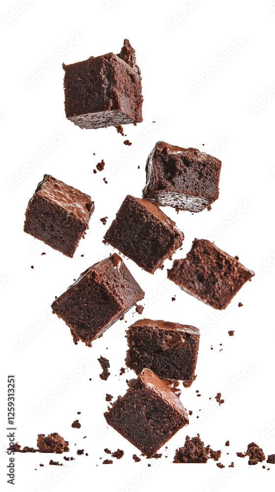 flying brownies isolated on transparent white background, clipping path flying brownies isolated on transparent white background, clipping path