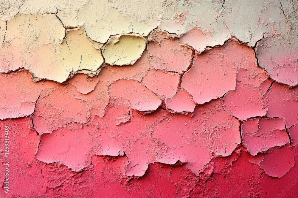 Abstract close-up of peeling paint in gradient hues of pink and cream, showcasing texture Abstract close-up of peeling paint in gradient hues of pink and cream, showcasing texture