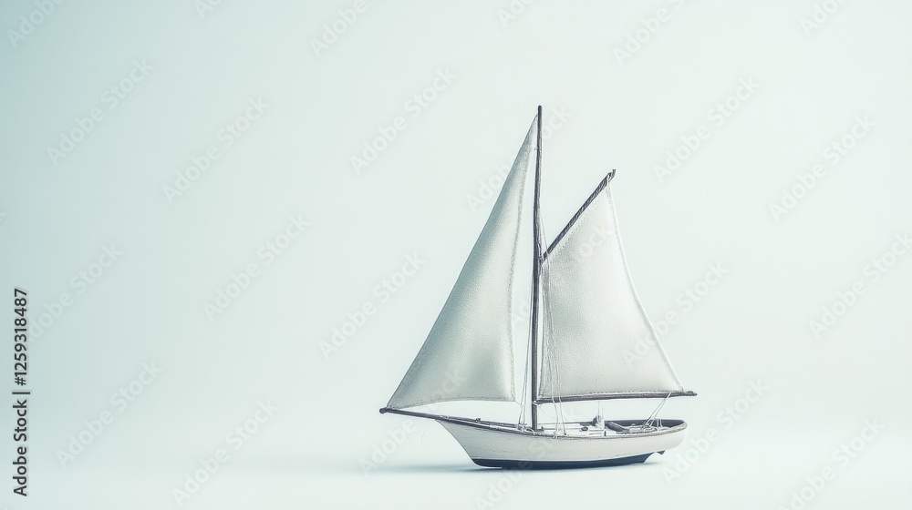 Fototapeta premium Elegant Model Sailboat on a Minimalistic Background for Decor