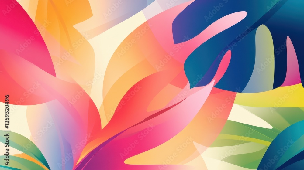 Vibrant Tropical Leaves in Abstract Soft Color Palette Design Vibrant Tropical Leaves in Abstract Soft Color Palette Design