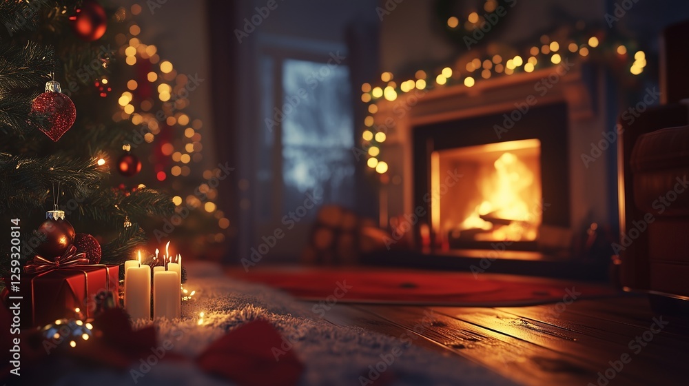 Christmas tree and presents in front of fireplace. Christmas scene with a cozy christmas decor. Greetings to the season with a tree in the fireplace. A fireplace with a christmas lifestyle tree and. Christmas tree and presents in front of fireplace. Christmas scene with a cozy christmas decor. Greetings to the season with a tree in the fireplace. A fireplace with a christmas lifestyle tree and.