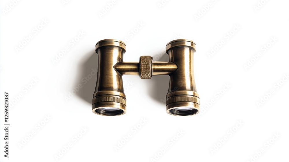 Antique Brass Binoculars Isolated on White Background for Exploration Antique Brass Binoculars Isolated on White Background for Exploration