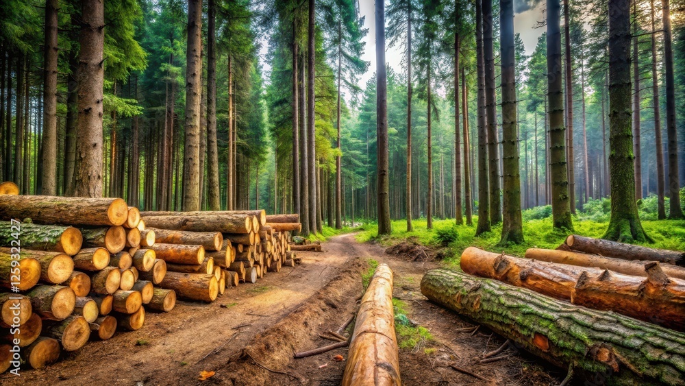 Dense Forest with Wooden Logs on the Ground , wooden logs, environment, wooden logs, environment, rural, branches Dense Forest with Wooden Logs on the Ground , wooden logs, environment, wooden logs, environment, rural, branches