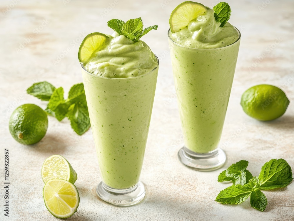 Fototapeta premium Refreshing Avocado Lime Mint Smoothie