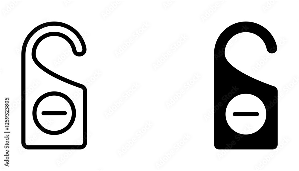 door hanger icon set. do not disturb. Door hanger tags for room in hotel on white background door hanger icon set. do not disturb. Door hanger tags for room in hotel on white background