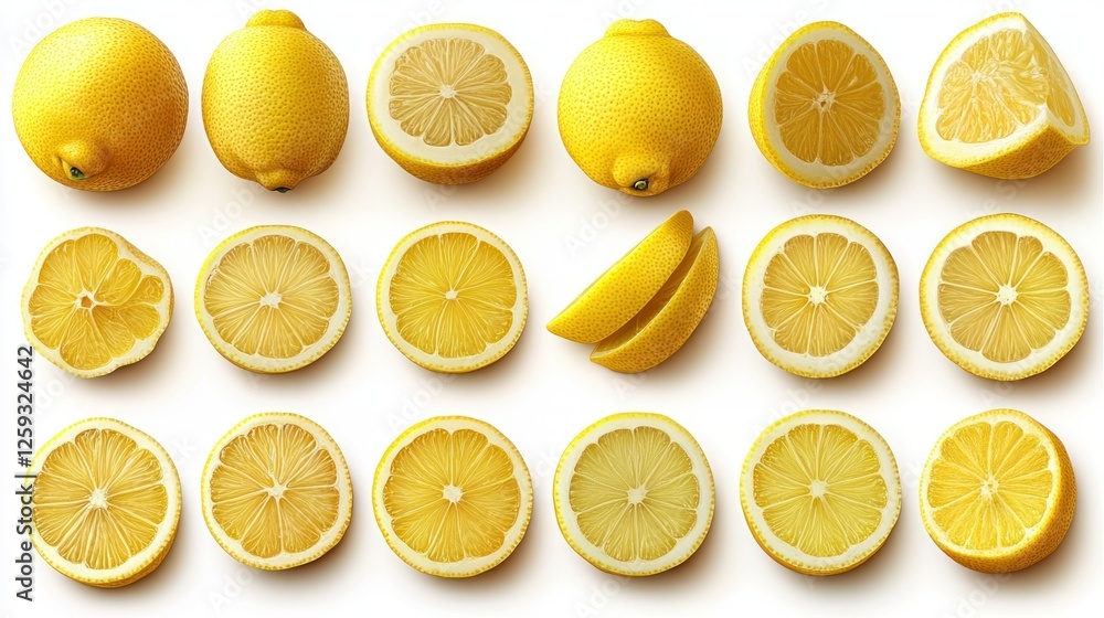 Vibrant Lemon Slices: A Collection of Juicy Citrus Fruits Vibrant Lemon Slices: A Collection of Juicy Citrus Fruits
