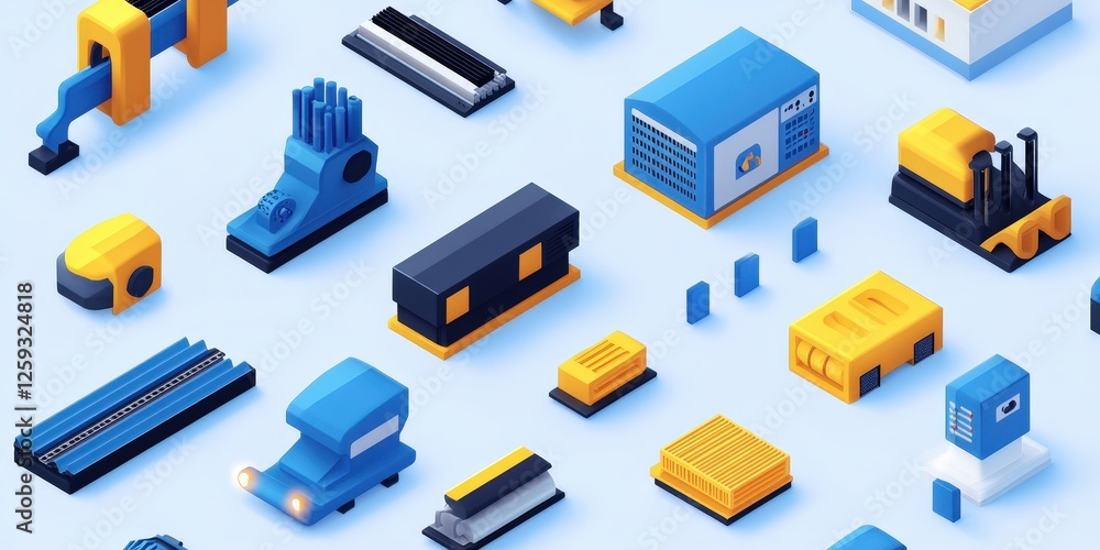 Obraz premium Icons representing various stages of industrial production