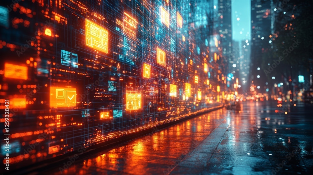 Obraz premium Cyber Security Alert Concept with Digital Data Visualizations