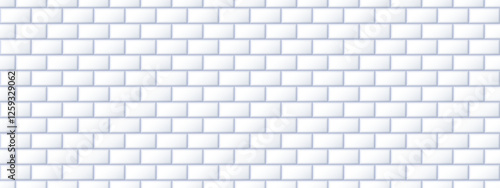 Seamless grey tile pattern. Rectangle ceramic tiled texture for bathroom wall, kitchen floor, pool surface. Repeating light mosaic grid background. Repeated white brick wallpaper. Vector backdrop