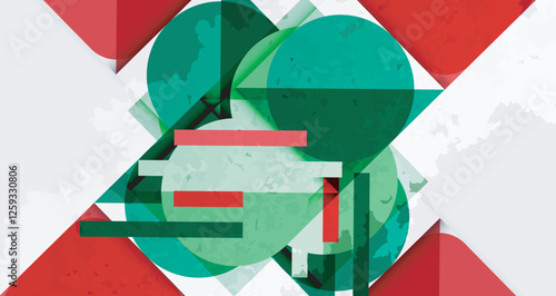 Squares, circles and triangles and grainy noisy texture. Vector Illustration For Wallpaper, Banner, Background, Card, Book Illustration, landing page