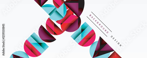 Abstract geometric pattern with intersecting circles and triangles in gradients. The high-contrast composition creates depth and a dynamic, modern aesthetic