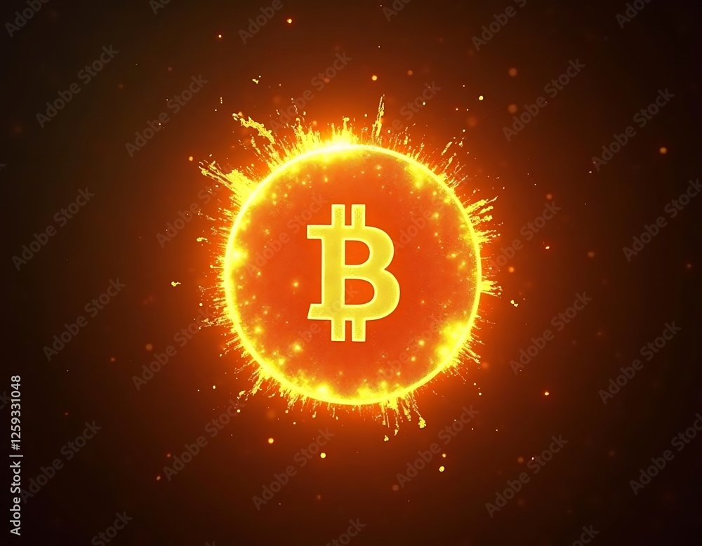 Bitcoin Cryptocurrency Digital Currency Burning Sun Flare Abstract Bitcoin Cryptocurrency Digital Currency Burning Sun Flare Abstract
