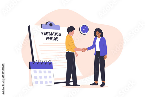Employee probation vector illustration. Illustration for website, landing page, mobile app, poster and banner. Trendy flat vector illustration