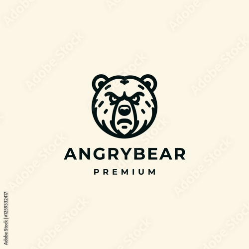 A bold line art logo of an angry bear, capturing intensity, strength, and raw power.