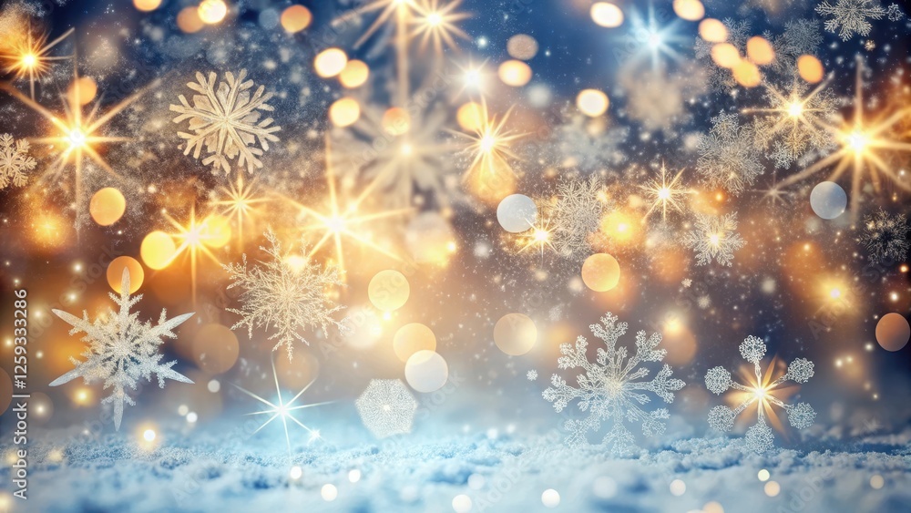Sparkling snowflakes falling on a festive winter background with twinkling lights and blurred bokeh effects, conveying a sense of magic and wonder , snowy, festive Sparkling snowflakes falling on a festive winter background with twinkling lights and blurred bokeh effects, conveying a sense of magic and wonder , snowy, festive