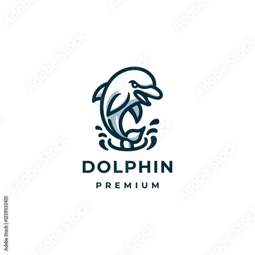 A sleek line art logo of a dolphin, symbolizing freedom, grace, and oceanic elegance.