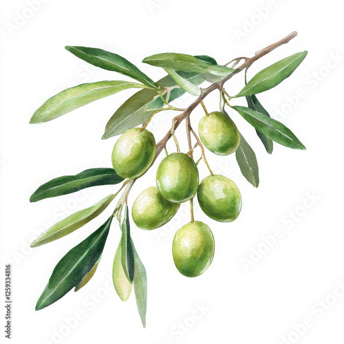 Wallpaper Mural Fresh watercolor illustration of olive branch bringing peaceful vibes Torontodigital.ca